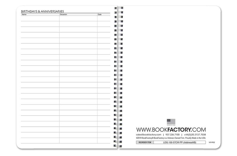 BookFactory Medium Black Book/Address Book - 100 Pages, 5'' x 7'', Wire-O (Made in USA) - Image 4